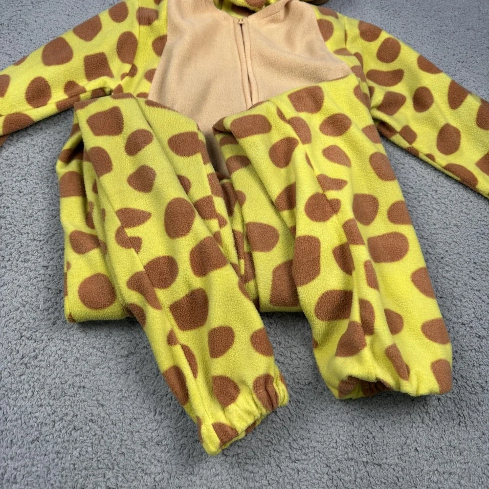 J-Animals Giraffe‎ One Piece Pajamas Kids One Size Yellow Hooded Fleece Costume